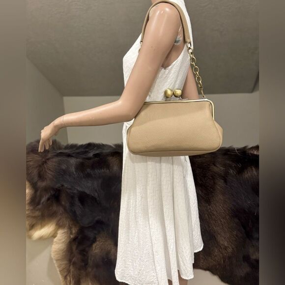 Unique Fairy Print Pebble Cowhide Handmade Large Ball Kisslock Handbag/Multi Use - Picture 8 of 16